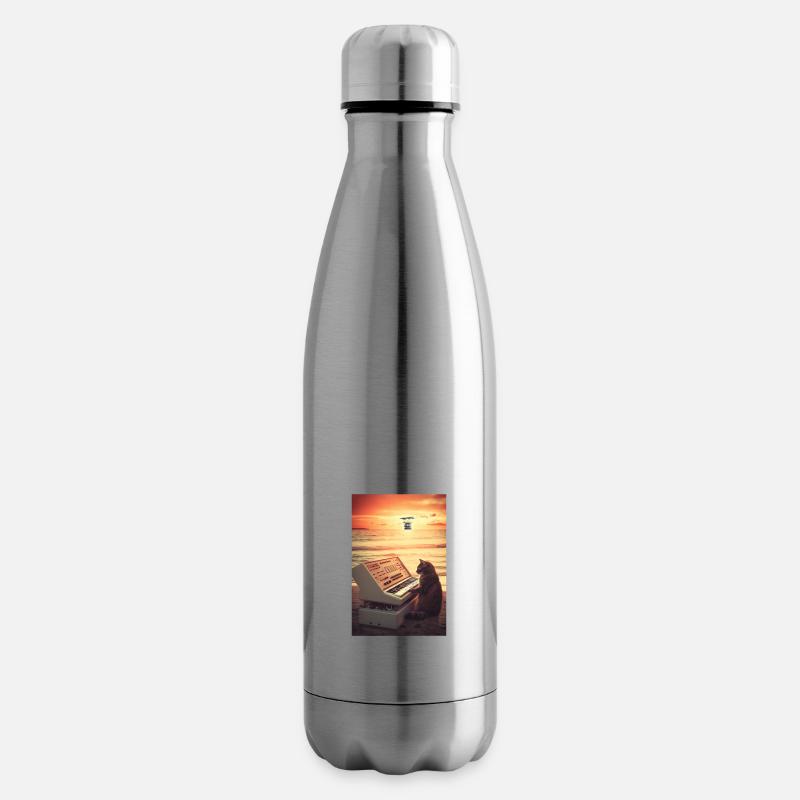 Cat Synthesizer Katze Retro Vintage Studio Gear - Isolierflasche - Lightsilver