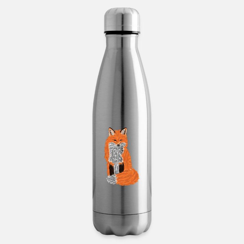Sitting Red Fox I - Insulated Water Bottle - silver