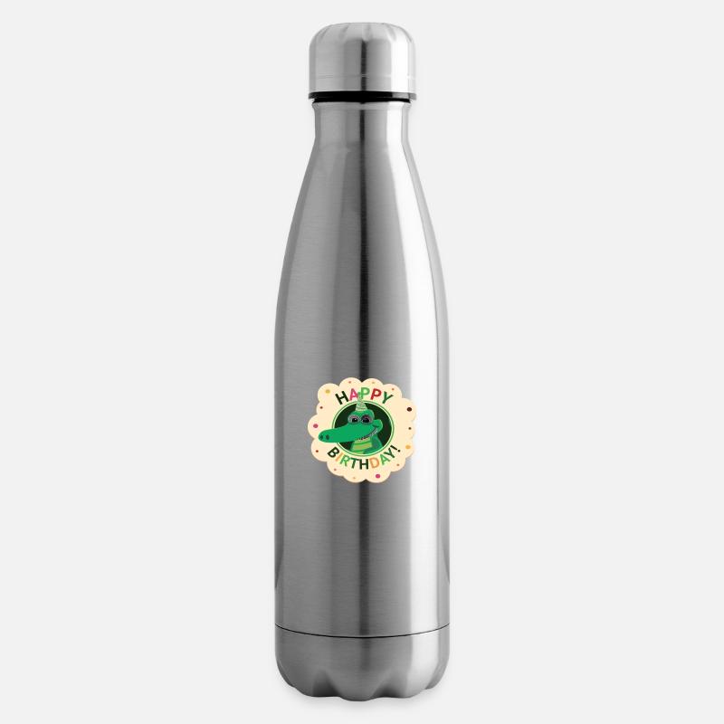 Joyeux anniversaire | Anniversaire | Crocodile - Bouteille isotherme - argent clair