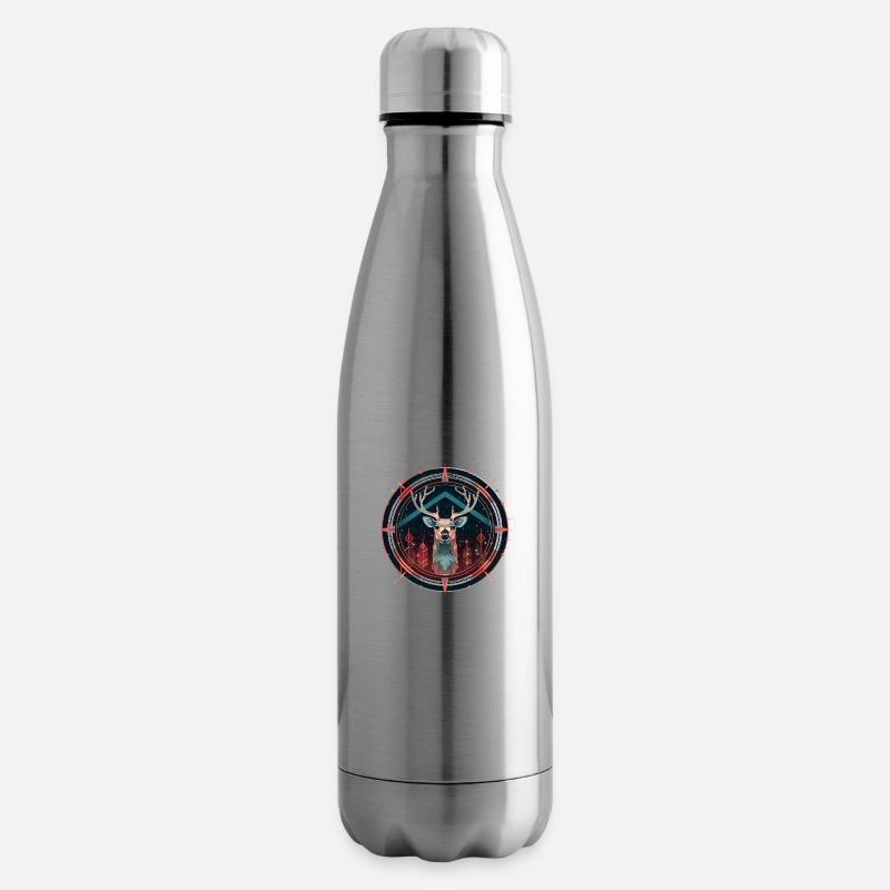 Hirsch in Ornament, Liebeshirsche - Isolierflasche - Lightsilver