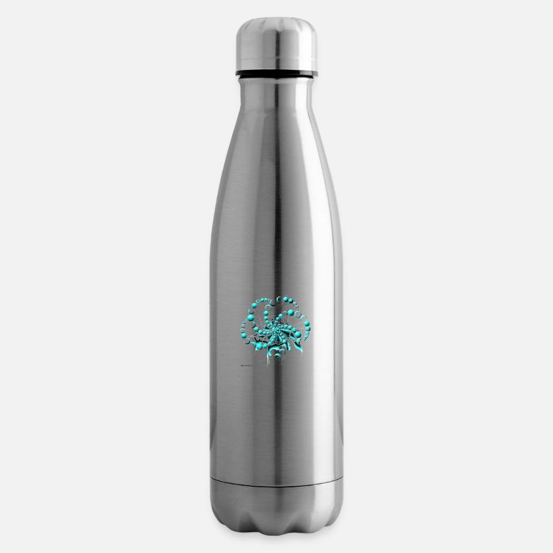 Psychédélique, Œil, turquoise - Bouteille isotherme - argent clair