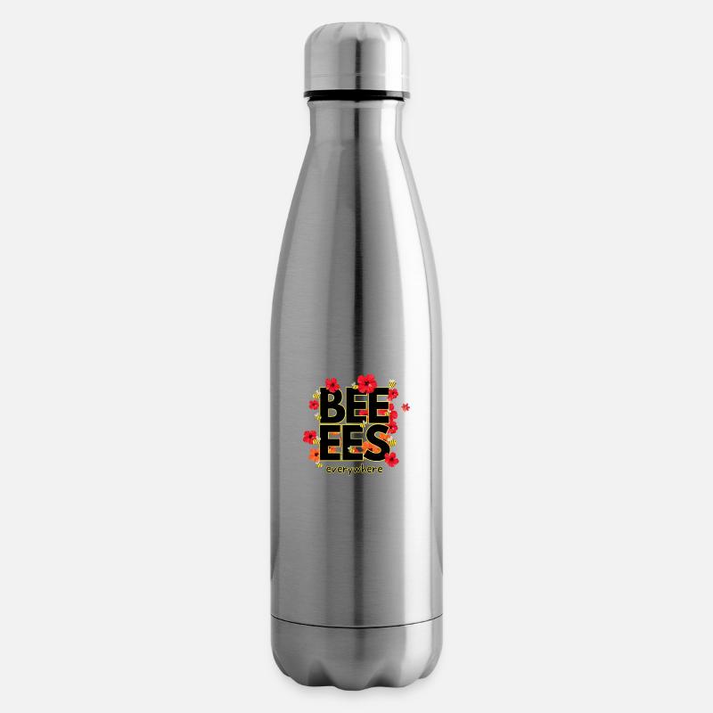 Beeees are everywhere Design - Insulated Water Bottle - silver