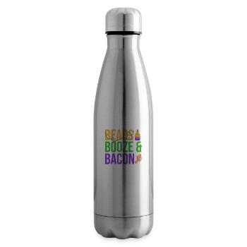Beads Booze & Bacon Mardi Gras Carnival - Insulated Water Bottle - silver - Right