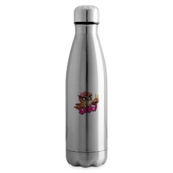 EMILY - Beautiful Girl Name with Cute OWL - Insulated Water Bottle - silver - Right