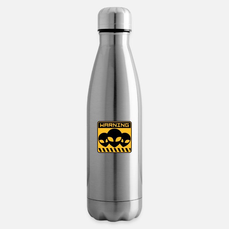 Warning Alien Design Schild - Isolierflasche - Lightsilver