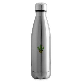 Hugtus cute kawaii cactus who gives free hugs - Insulated Water Bottle - silver - Right