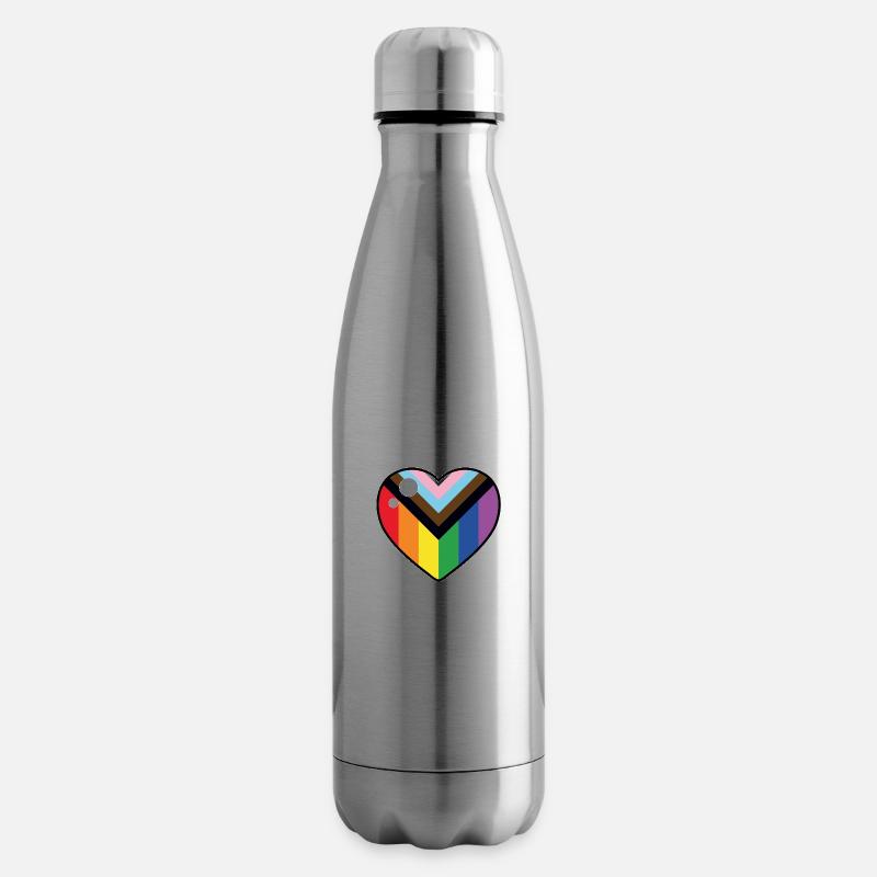 Heart (Progress Pride flag) - Insulated Water Bottle - silver