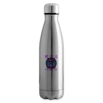 Cat Astronaut Cat Lover - Insulated Water Bottle - silver - Right