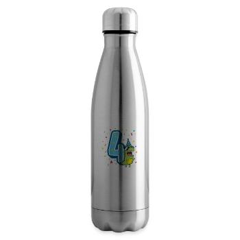 Vierter Geburtstag 4. Feier Dino T-Rex Vier Jahre - Isolierflasche - Lightsilver - Rechts