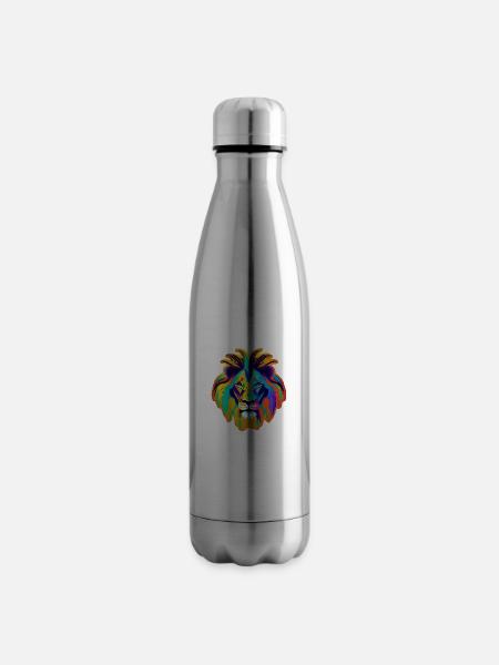 Löwenkopf Pop-Art - Isolierflasche - Lightsilver