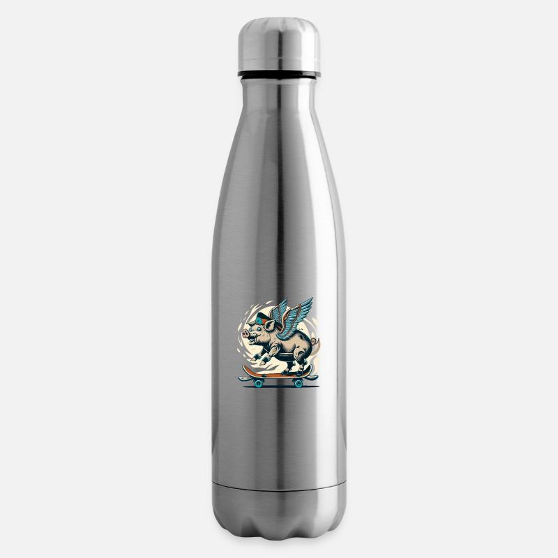 Pig on deck - Insulated Water Bottle - silver