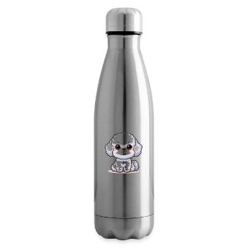Digital illustration of cute Bichon Frise - Insulated Water Bottle - silver - Right