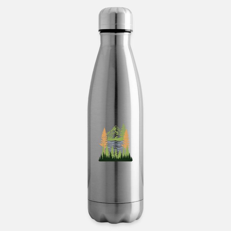 Scène de sérénité à feuilles persistantes - Bouteille isotherme - argent clair