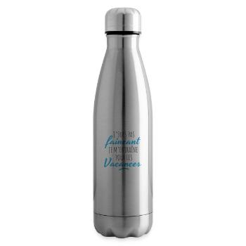 J'suis pas fainéant, m'entraîne pour les vacances - Bouteille isotherme - argent clair - Droite