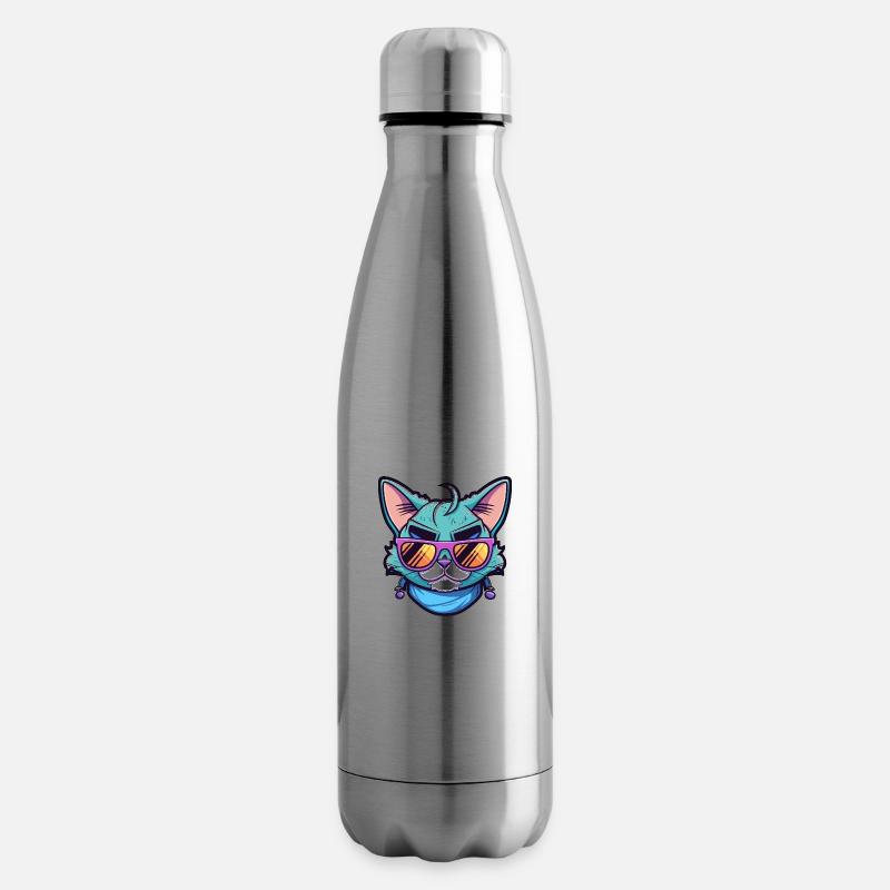 Chat cool avec des lunettes de soleil - Bouteille isotherme - argent clair