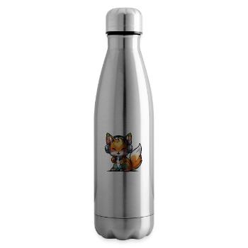 Kawaii Süßer Fröhlicher Bunter Fuchs mit Kopfhörern - Isolierflasche - Lightsilver - Rechts