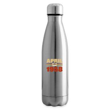 65th birthday April Born 1958 Gift idea - Insulated Water Bottle - silver - Right