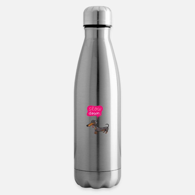 Dachshund - Slow Down - Insulated Water Bottle - silver