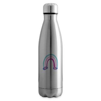 Regenbogen mit Herzen lila rosa blau, Rainbow - Isolierflasche - Lightsilver - Rechts