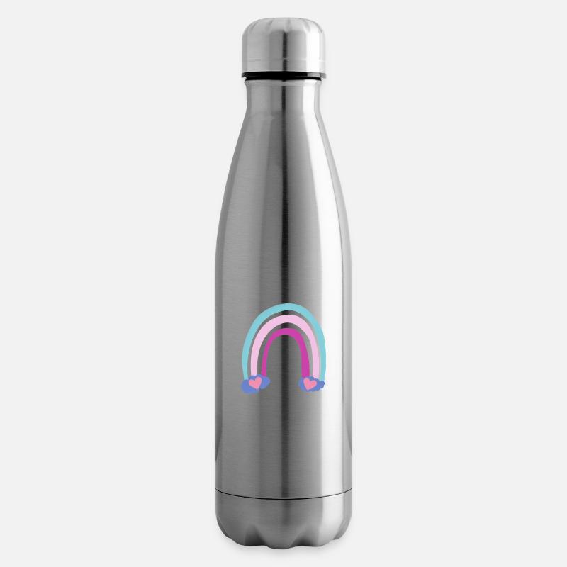 Regenbogen mit Herzen lila rosa blau, Rainbow - Isolierflasche - Lightsilver