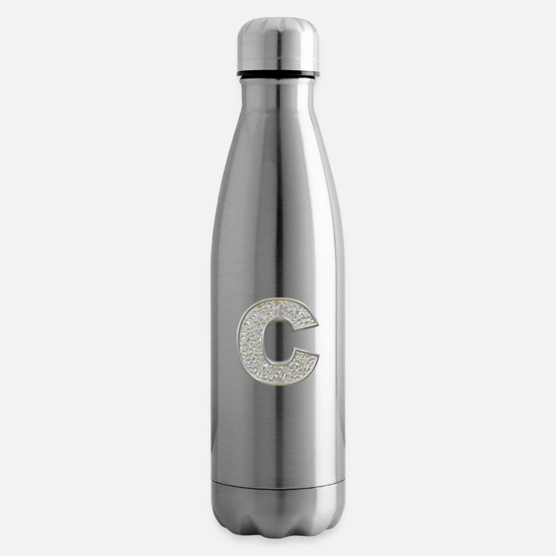 C, lettre, lettre C, initiale, initiale C, monogramme, - Bouteille isotherme - argent clair