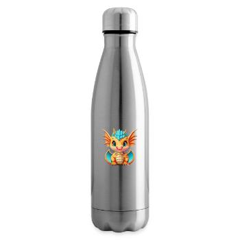 Drachen Blau Orange - Isolierflasche - Lightsilver - Rechts