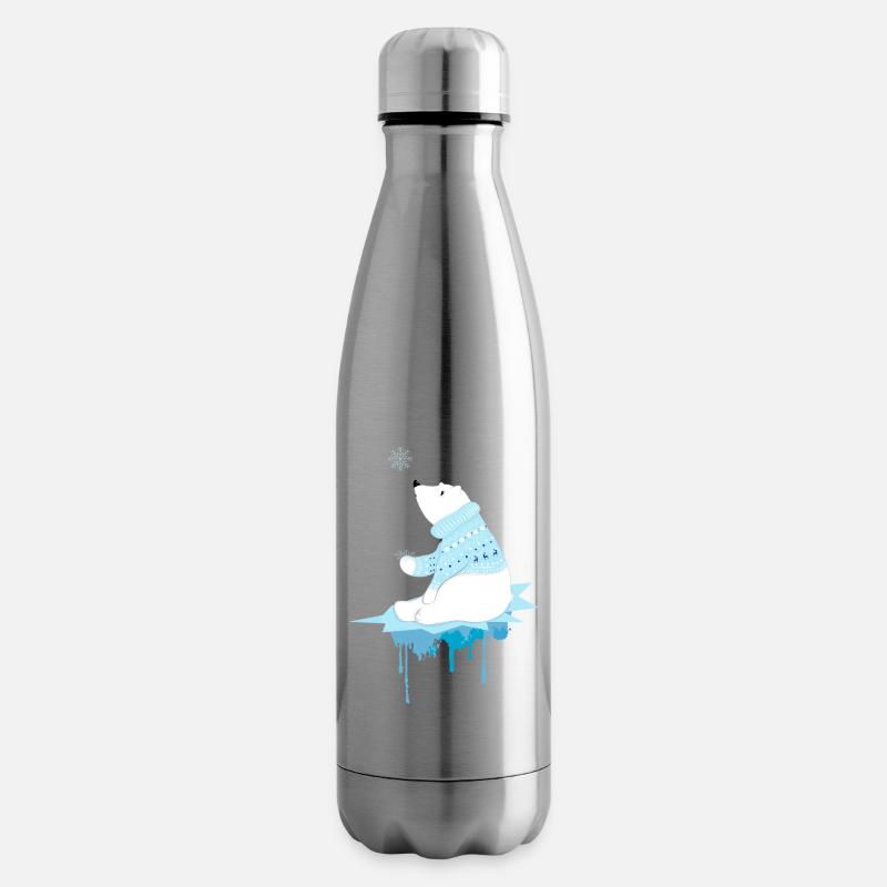 Eisbär mit Schneeflocken - Isolierflasche - Lightsilver
