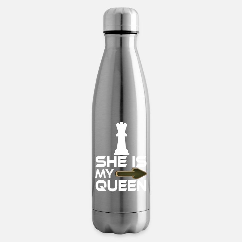 Elle est mon amante d’échecs de texte Queen - Bouteille isotherme - argent clair