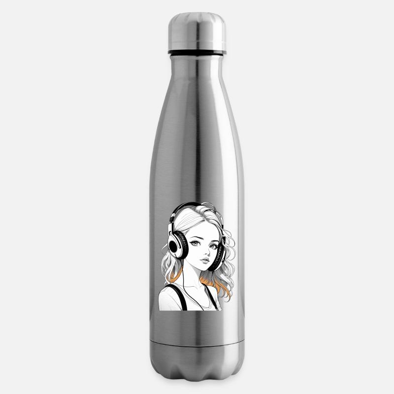 Musik Frau Mädchen Kopfhoerer Rave Geschenkidee - Isolierflasche - Lightsilver