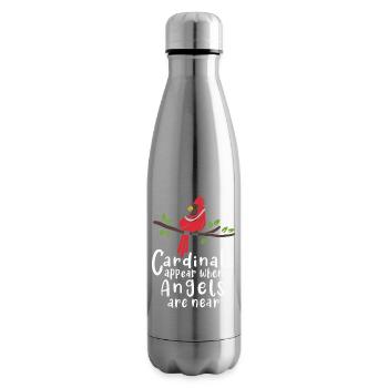 Cardinals Appear When Angels Are Near Quote Design - Insulated Water Bottle - silver - Right