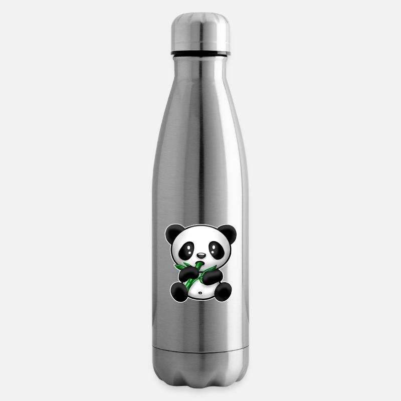 Panda avec du bambou - Bouteille isotherme - argent clair