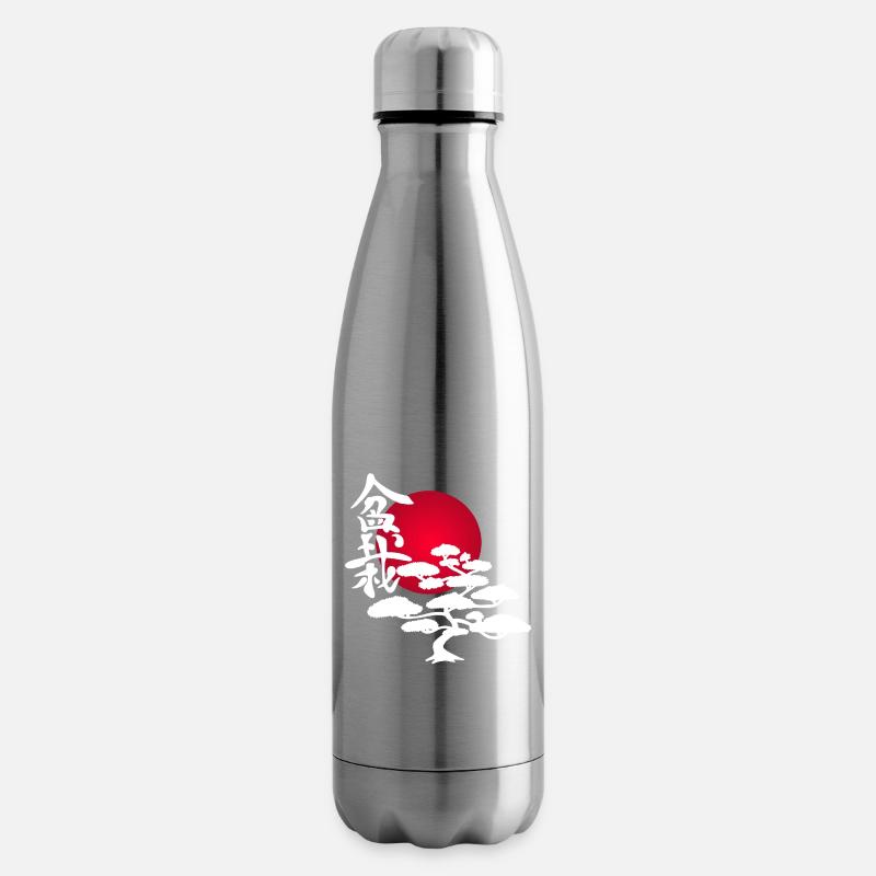 Arbre blanc et soleil rouge - Bouteille isotherme - argent clair