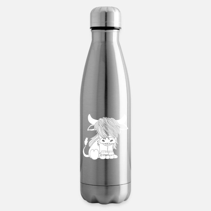 Vache blanche à poil long - Bouteille isotherme - argent clair