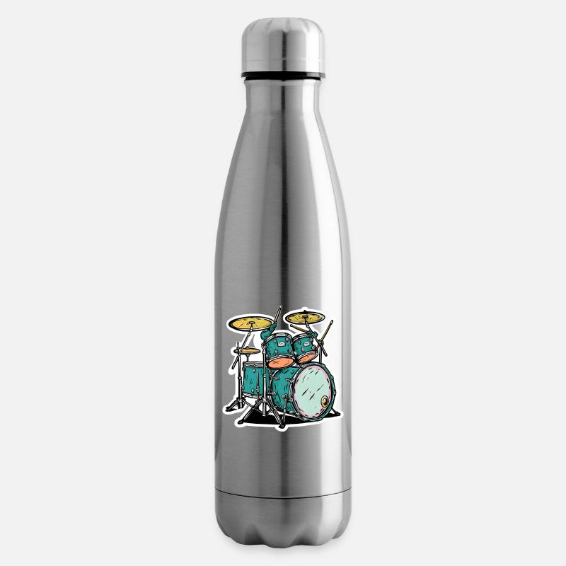 Schlagzeug Cartoon Stil - Isolierflasche - Lightsilver