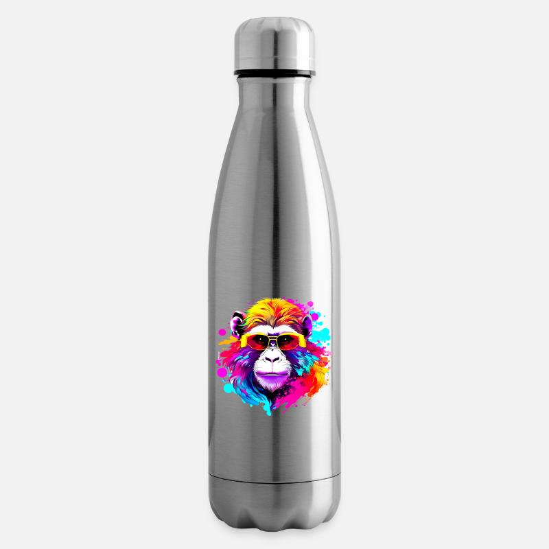 Fancy Macaque #1 - Insulated Water Bottle - silver