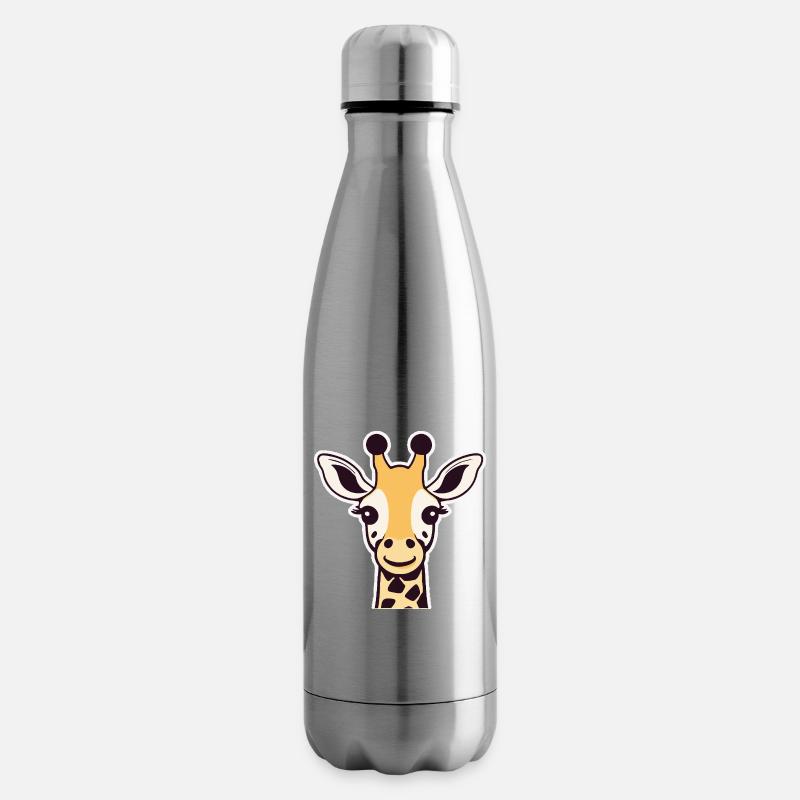 Niedliche Giraffe (Kopf) - Isolierflasche - Lightsilver