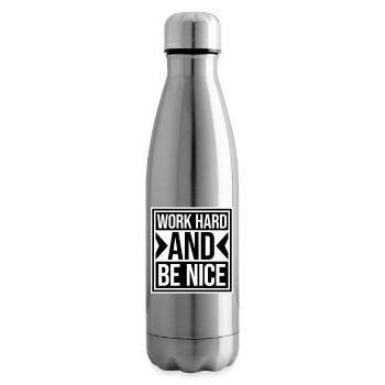 Quote Work Hard Be Nice Motivation Positive Spirit - Insulated Water Bottle - silver - Right
