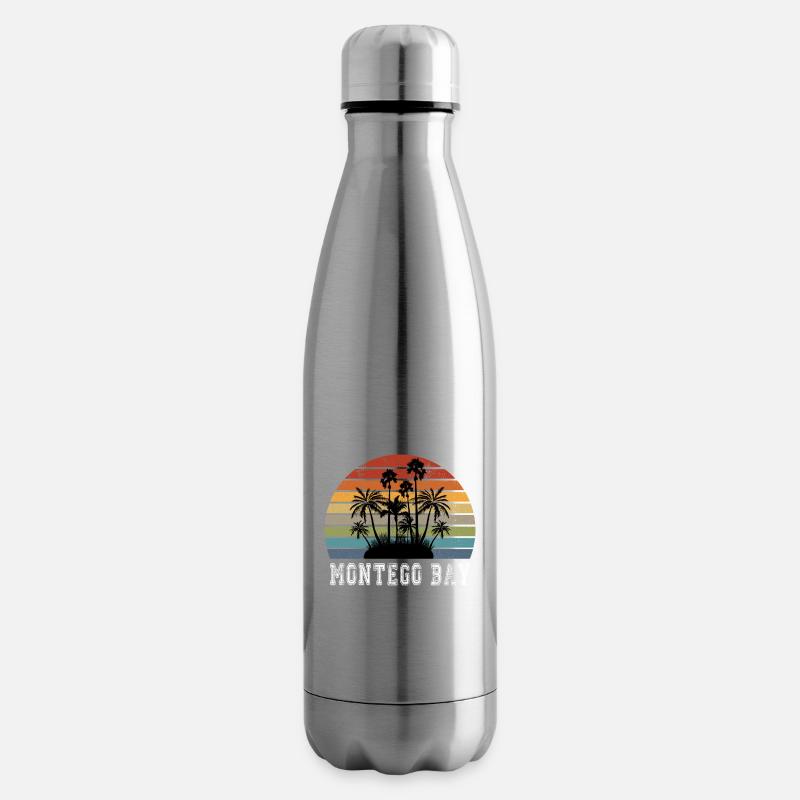 Conception / idée cadeau de palmiers de l'île de Montego Bay - Bouteille isotherme - argent clair
