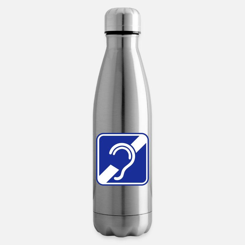 Sourd, malentendant, surdité, signe de perte auditive - Bouteille isotherme - argent clair