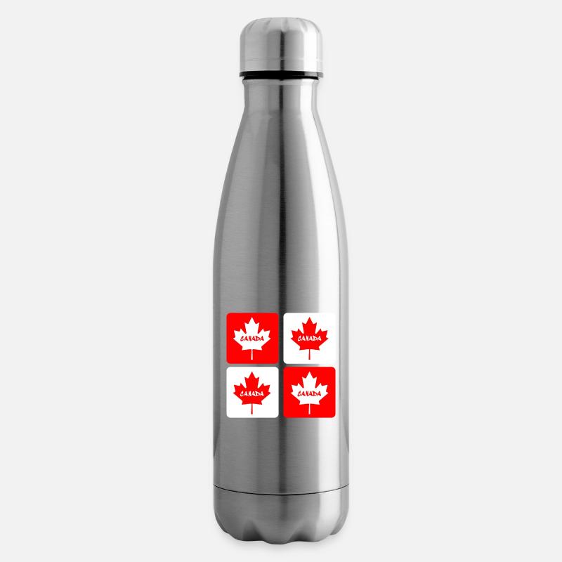 Drapeaux en feuille d'érable du Canada - Bouteille isotherme - argent clair