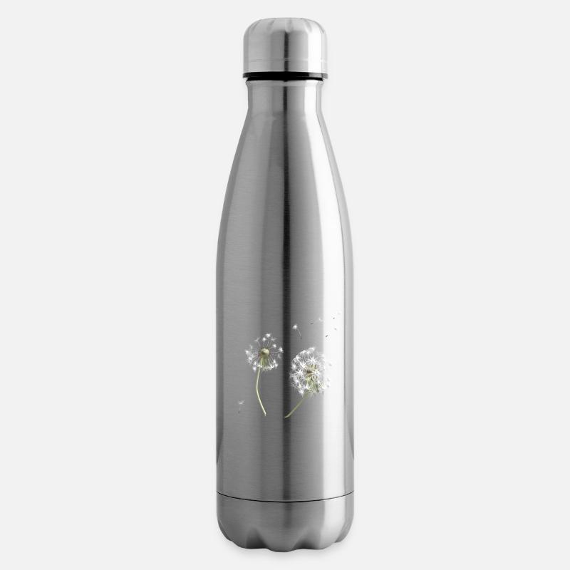 Weiße Löwenzahn-Silhouette - Isolierflasche - Lightsilver