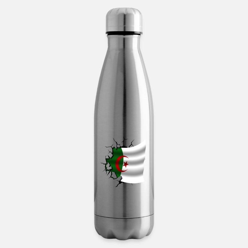 Algérie - Algérie - Drapeau déchiré - Bouteille isotherme - argent clair