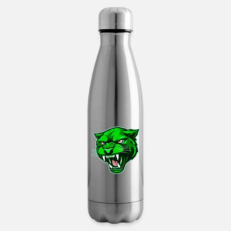 Tête de panthère verte - Bouteille isotherme - argent clair