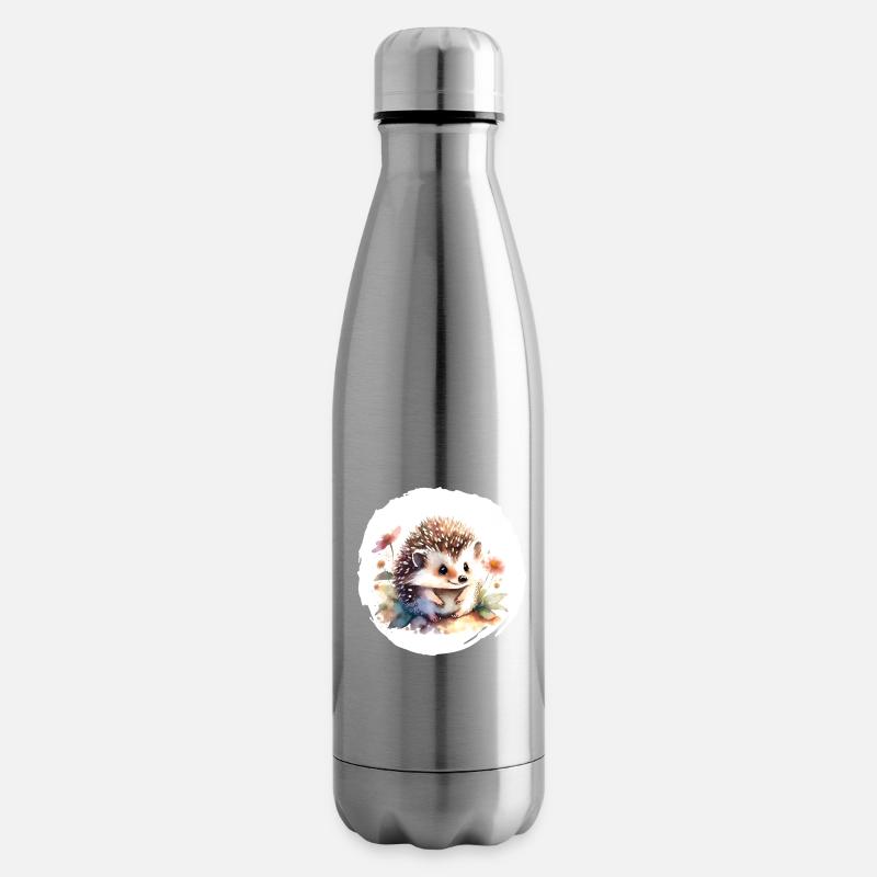Igel Aquarell - Isolierflasche - Lightsilver