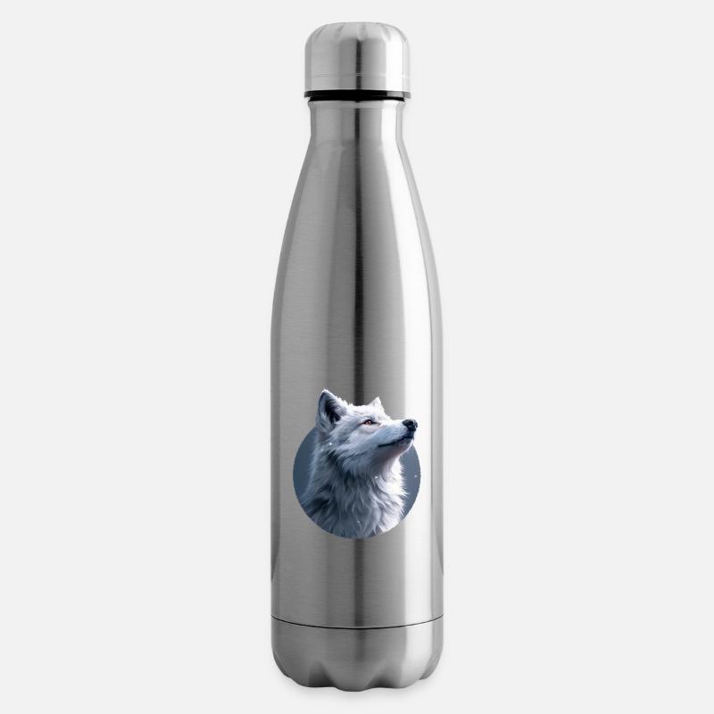 Weißer Wolf Illustration - Isolierflasche - Lightsilver