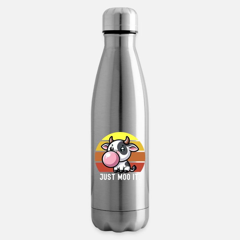 Süße Kuh Kaugummi Spruch "Just Moo It." Kawaii - Isolierflasche - Lightsilver