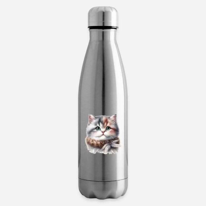 Chat mignon - Bouteille isotherme - argent clair