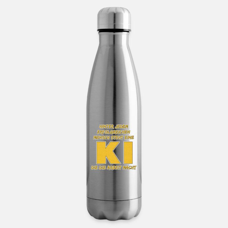 Hinter jedem erfolgreichen Mensch steht eine KI…. - Isolierflasche - Lightsilver