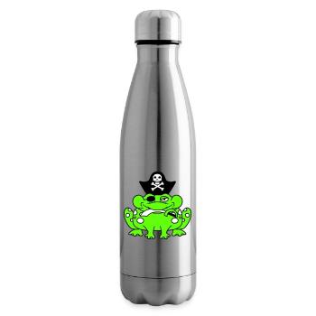 Frog Captain Cap Toad Funny Comic Cartoon - Insulated Water Bottle - silver - Right