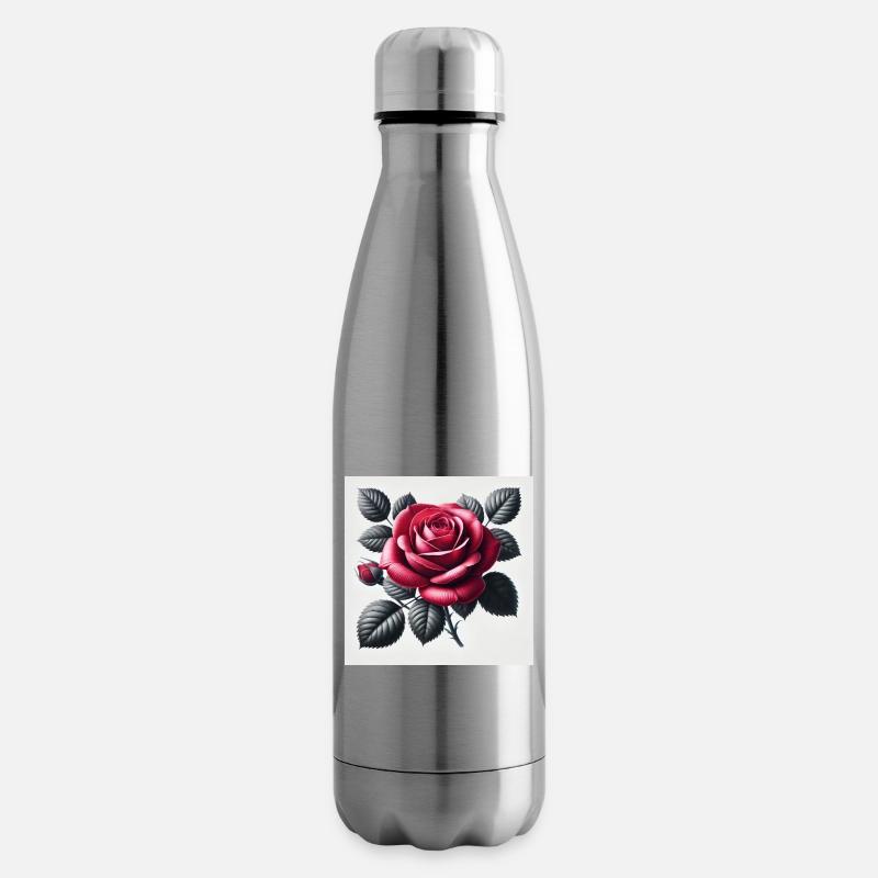 Rote Rose - Isolierflasche - Lightsilver